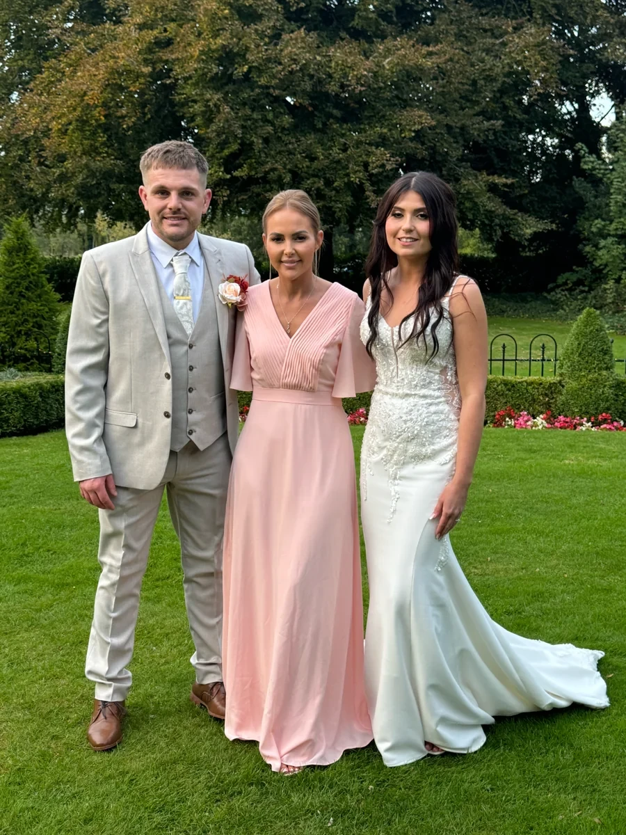 Craig & Courtney with Cheryl on their wedding day