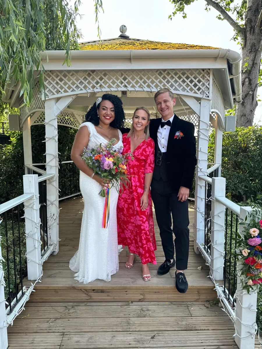 Danny & Dom with Cheryl on their wedding day